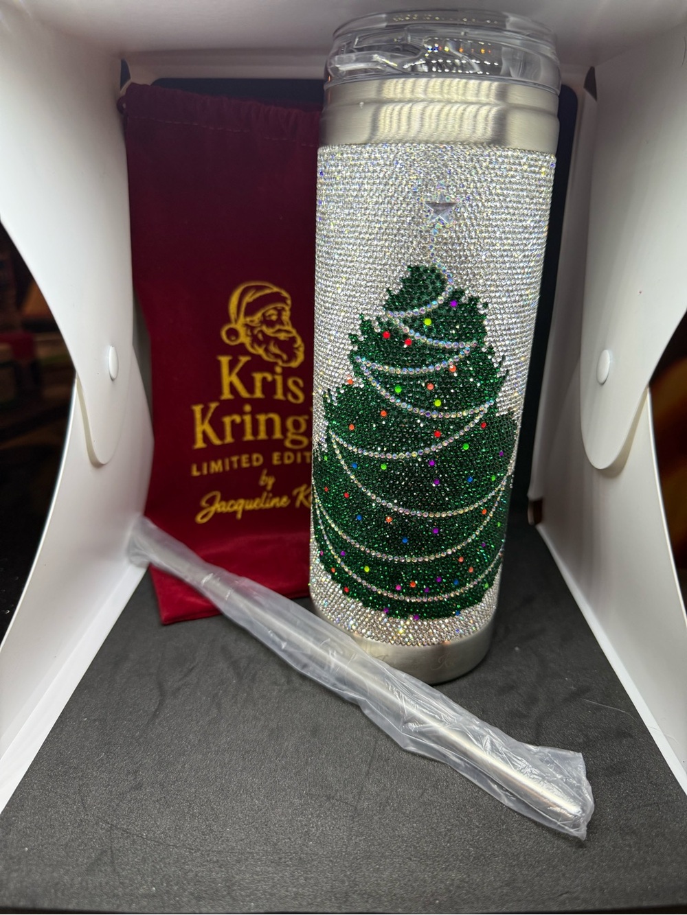 CRYSTAL CHRISTMAS TREE SILVER TUMBLER